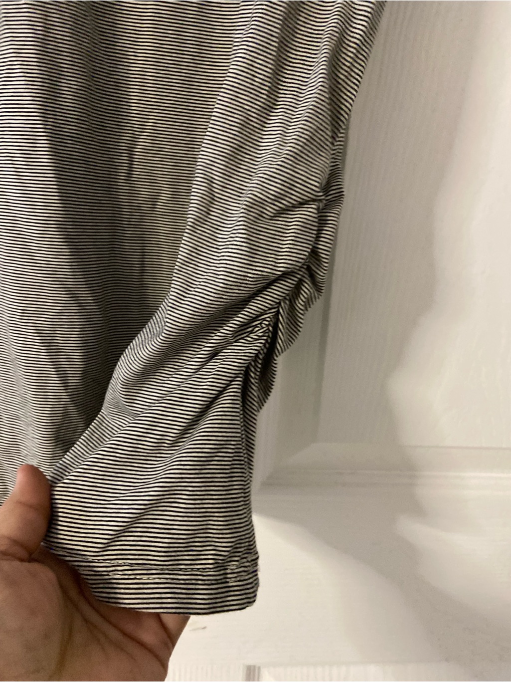 T39a- Nom Pinstripe Ruched Maternity T-Shirt — image 2 of 5